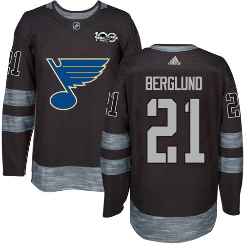 Adidas Blues #21 Patrik Berglund Black 1917-100th Anniversary Stitched NHL Jersey